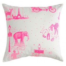 Floor cushion - Toile de jouy fluo pink